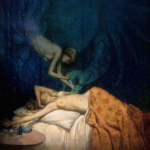 A_giant_claw_pierces_the_breast_of_a_sleeping_naked_woman,_a_Wellcome_V0017052